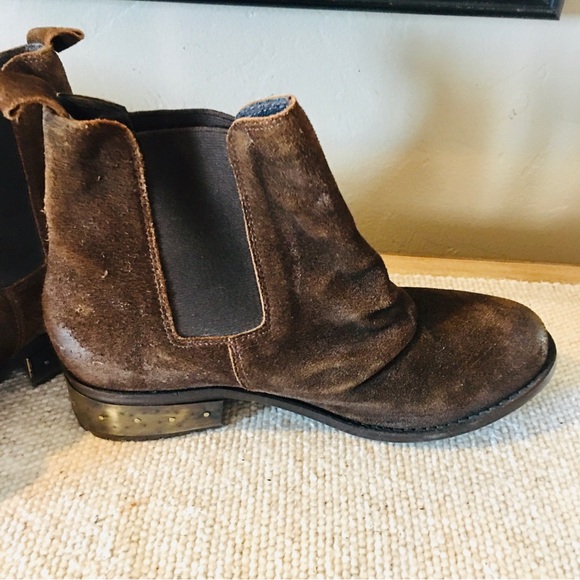 Free People brown suede ankle boots calf booties  6.5  37  boho winter - Picture 4 of 9